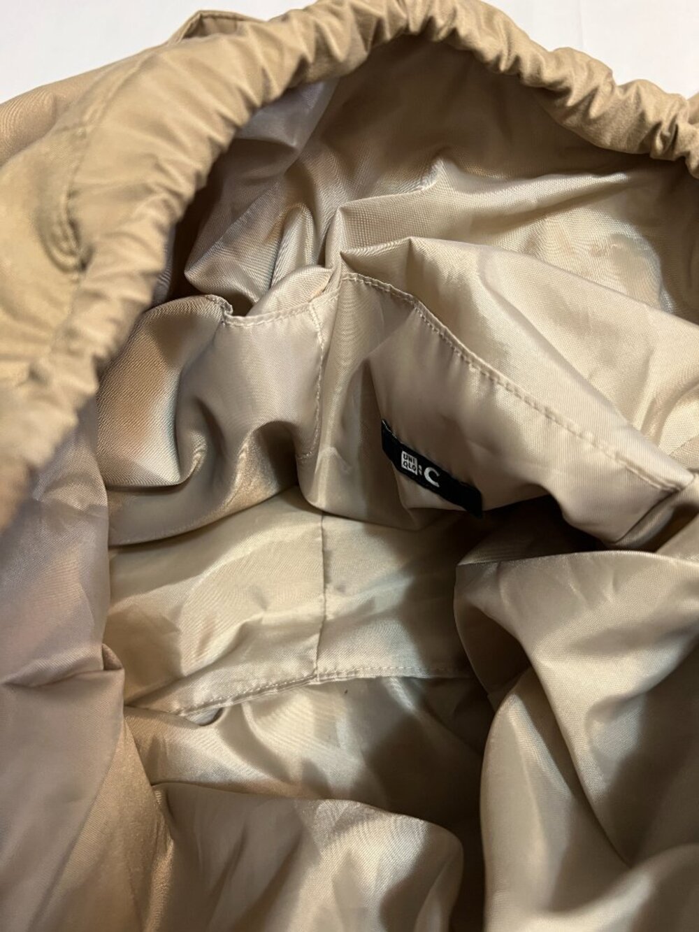 Uniqlo :C Drawstring Shoulder Bag Tan Beige Large Capacity Casual Crossbody - Picture 4 of 10